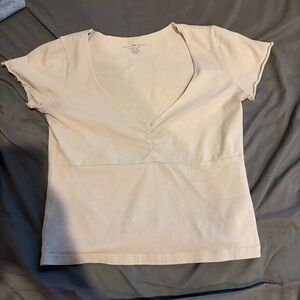 Women's Cream V-Neck Top